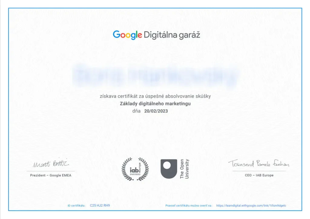 Image of certification for Google ads.